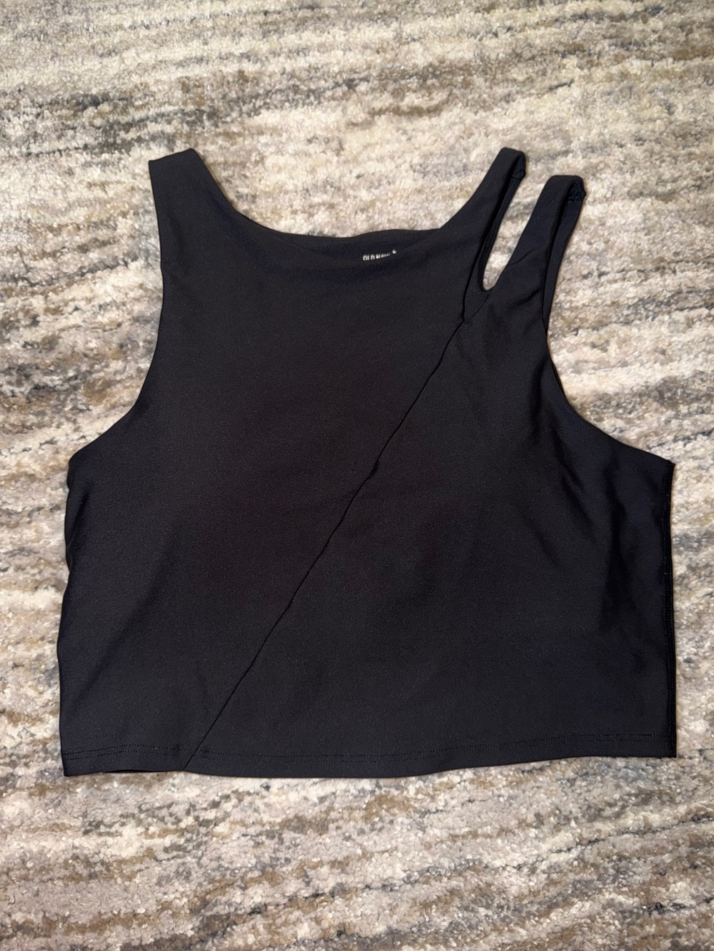Old Navy Active Powersoft Black Asymmetric Strap Crop Top